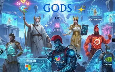 he new pantheon has arrived. In the electrifying arena of artificial intelligence, tech giants are the new "Gods of AI." This image captures the epic scale of the current AI landscape, with companies like Google (Gemini), OpenAI, Microsoft, and Nvidia vying for dominance. Who do you think will reign supreme in this modern Olympus? #GodsofAI #AI #ArtificialIntelligence #TechGiants #GoogleGemini #OpenAI #Microsoft #Nvidia #Meta #googluai