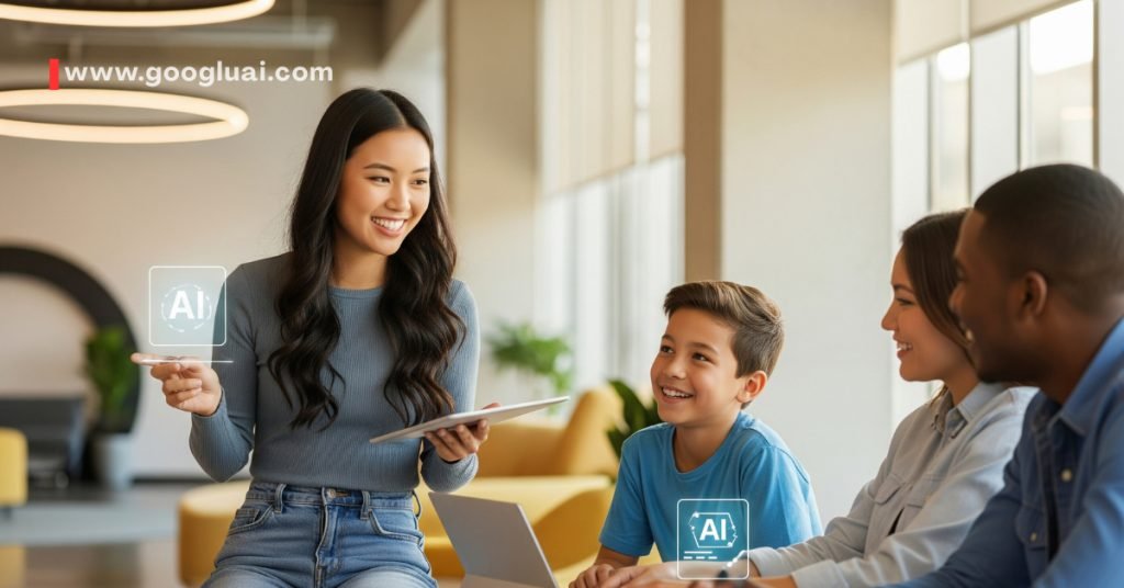 A close-up view of a screen displaying an AI writing assistant interface, with a hand typing on a keyboard. The image symbolizes how non-technical professionals are easily crafting content using free AI tools to future-proof their skills and boost productivity.