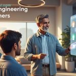 An expert professor teaches diverse students about Prompt Engineering for Beginners, using a glowing holographic AI interface to demonstrate conversational AI. This image represents unlocking the power of AI at Googlu AI.