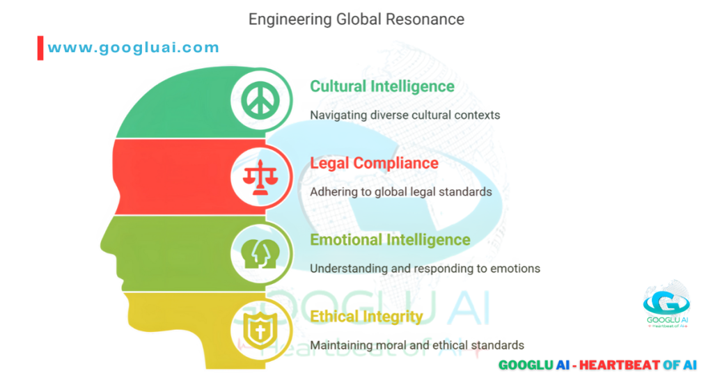 Googlu AI Prompt Engineering: Engineering Global Resonance, showcasing Cultural Intelligence, Legal Compliance, Emotional Intelligence, and Ethical Integrity as core elements for crafting globally effective GPT-4.5 Prompts for Article Writing.